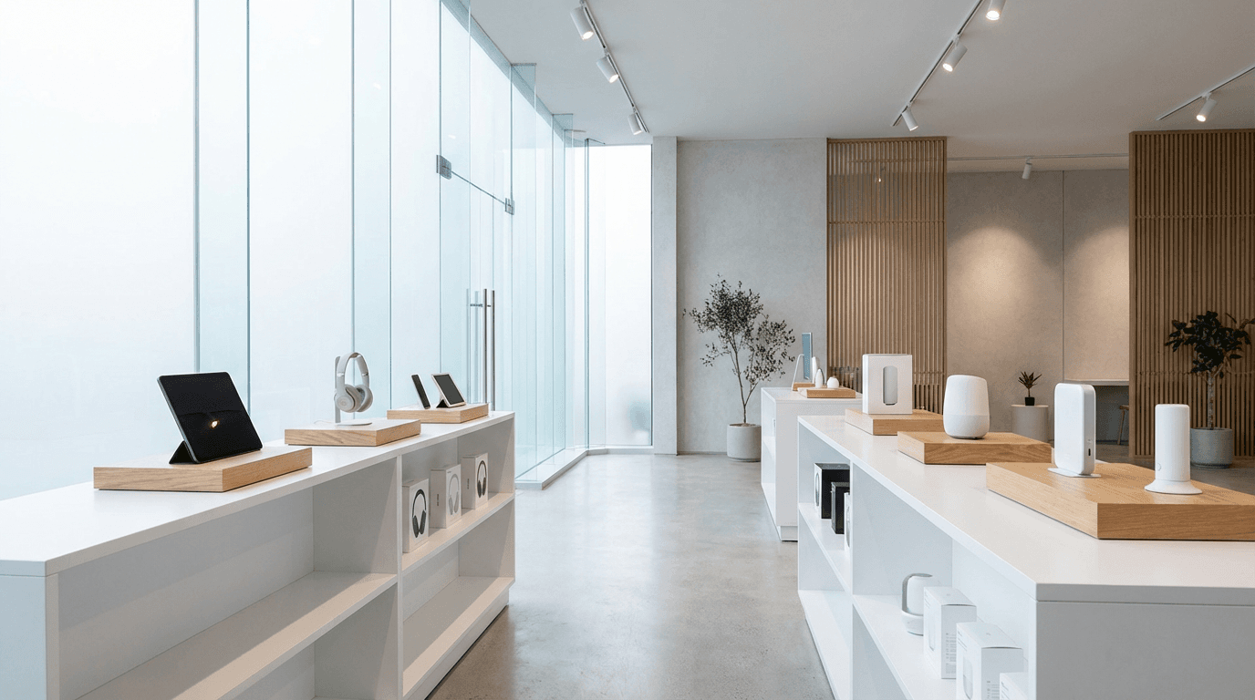 Assembled retail display unit in a boutique