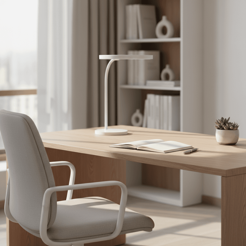 Complete home office furniture installation with desk and bookcase